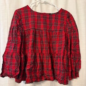 Madewell Red Plaid Blouse